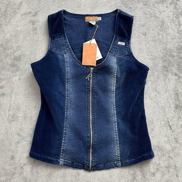 Karl Kani Jackets & Blazers - Vintage Karl Kani Vest Womens Medium Denim Jean Zip Up Tupac Y2K Streetwear